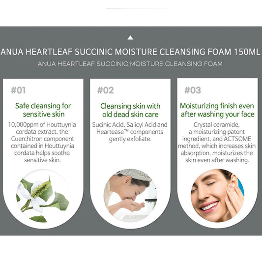ANUA Heartleaf + Succinic Acid Moisture Cleansing Foam 150ml