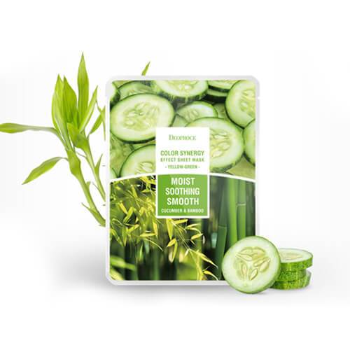 DEOPROCE Color Synergy Mask YELLOW GREEN : Cucumber and Bamboo,1pc - Beauty Korea Dubai