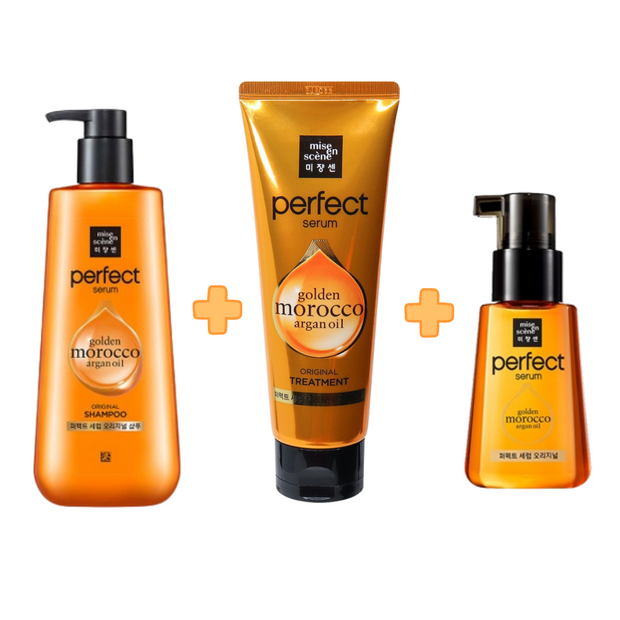 Mise En Scene Perfect Serum Morroco Argan oil Shampoo, 680ml +  Treatment, 330ml + Oil ,1pc *new packaging