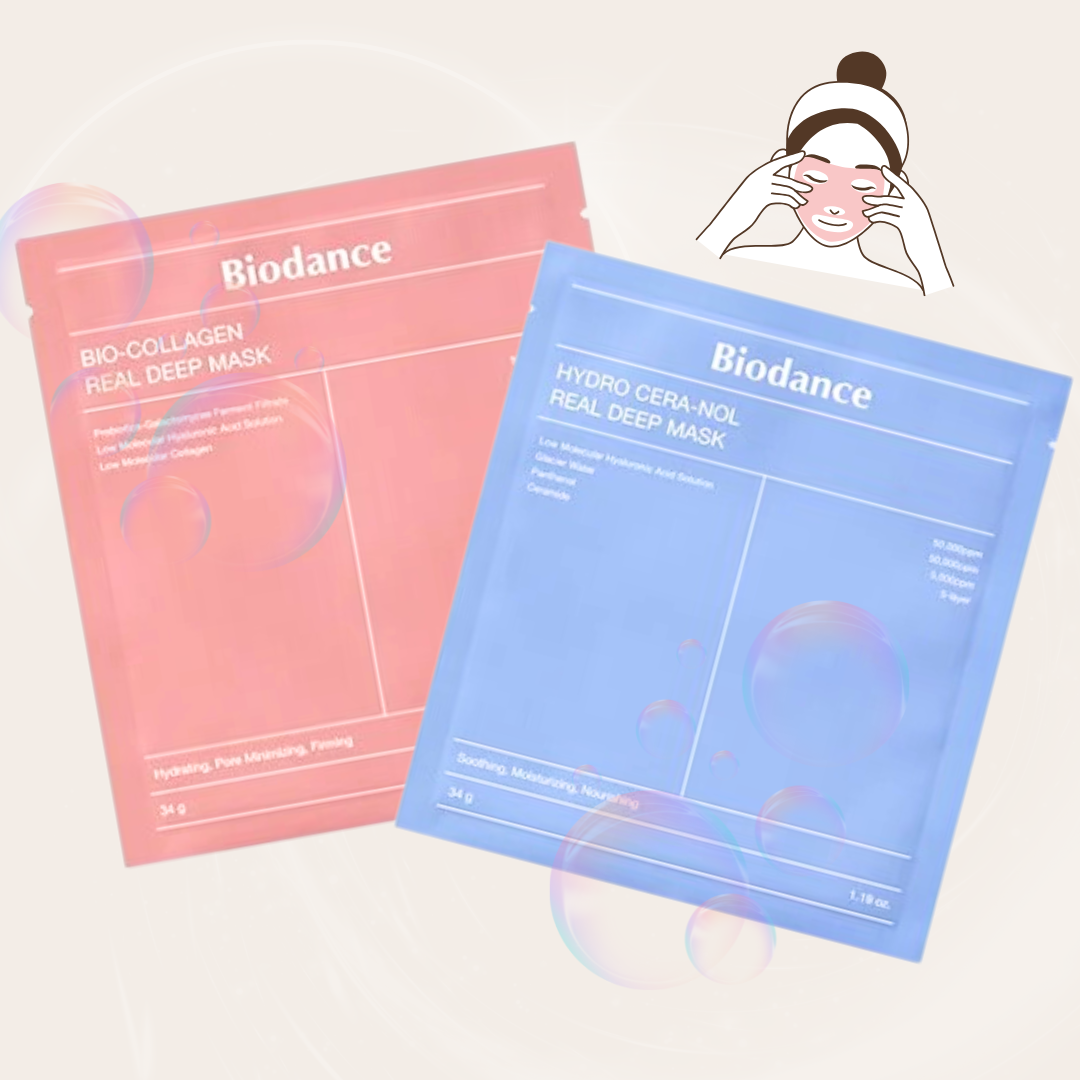 BIODANCE Bio-Collagen Real Deep Mask 34g, 1pc + Hydro Cera-Nol Real Deep Mask 34g, 1pc