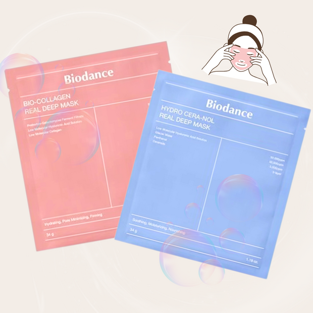 BIODANCE Bio-Collagen Real Deep Mask 34g, 1pc + Hydro Cera-Nol Real Deep Mask 34g, 1pc