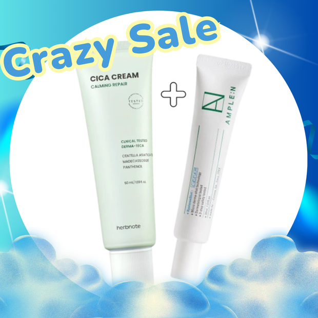 (SUPER SALE) HERBNOTE Derma-Teca Calming Repair Cica Cream 50ml, 1pc (acne-prone) + COREANA Ample:N Hyaluron Shot Cream 30ml, 1pc