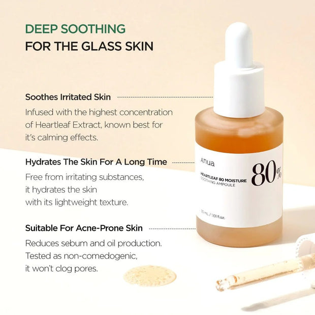 ANUA Heartleaf 80 Moisture Soothing Ampoule 30ml