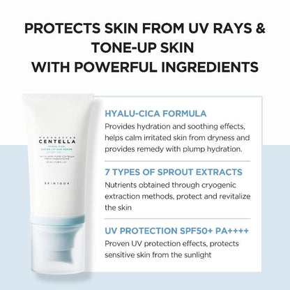 SKIN1004 Madagascar Hyalu-CICA Water-Fit Sun Serum SPF50+ PA++++ 50 مل، قطعة واحدة