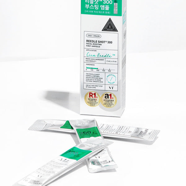 VT Cosmetics Cica x Hyalon Reedle Shot 300 Facial Boosting First Ampoule, 2ml x 6each