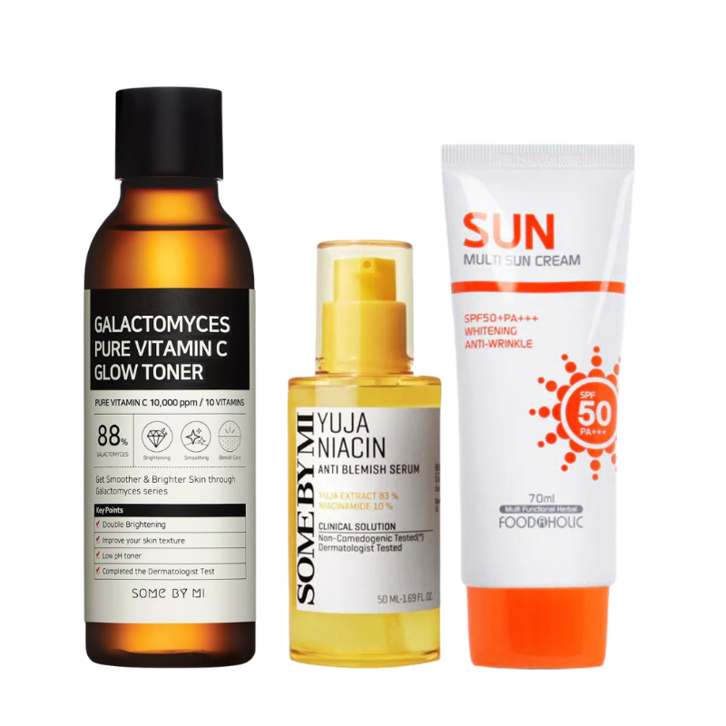 Some By Mi Galactomyces Toner + Yuja Niacin Serum + FoodaHolic Multi Sun Care SET - Beauty Korea Dubai
