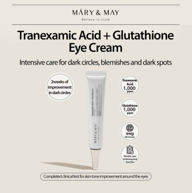 Mary & May Tranexamic Acid + Glutathione Eye Cream 12g Beauty Korea Dubai Mary & May Tranexamic Acid + Glutathione Eye Cream 12g Beauty Korea Dubai