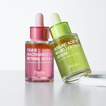 PURITO TXA 6 NIACINAMIDE RETINAL SERUM + AZELAIC ACID 10 KOJIC TEA TREE SERUM