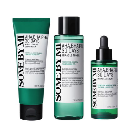 مجموعة Miracle 30 Days ACNE Foam TRIO من Some By Mi (منظف + تونر + مصل)