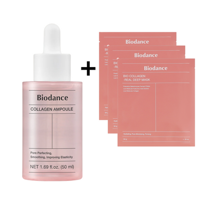 BIODANCE Pore Tightening Collagen Ampoule 30ml + Bio-Collagen Real Deep Mask 34g 3pcs