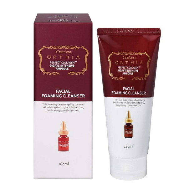 COREANA ORTHIA Perfect Collagen 28days Intensive Ampoule 120ml Facial Foaming Cleanser, 1pc