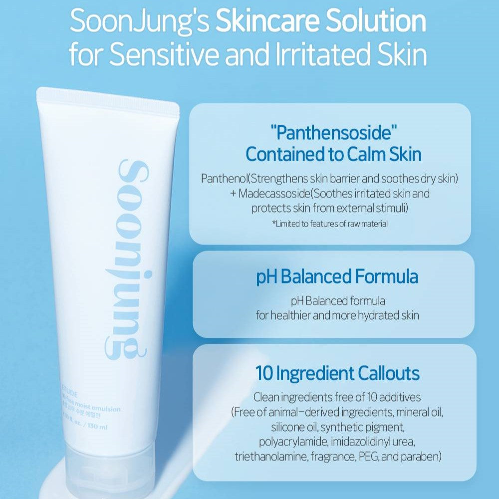 مستحلب مرطب Soon Jung 10-Free من Etude House، 130 مل (مهدئ للبشرة الحساسة)