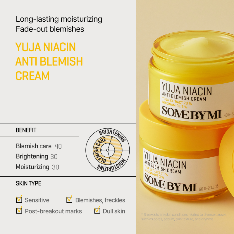 Some By Mi Yuja Niacin BRIGHTENING Blemish Cream, 60g *new packaging - Beauty Korea Dubai