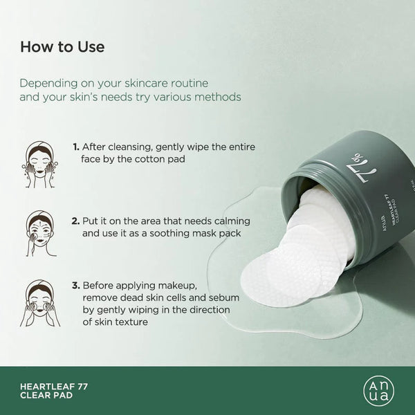 مناديل ANUA Heatleaf 77% Clear Pad 160 مل، قطعة واحدة