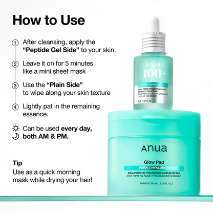 ANUA  PDRN+HYALURON Hyaluronic Acid Glow Pad 60 Pads 180ml