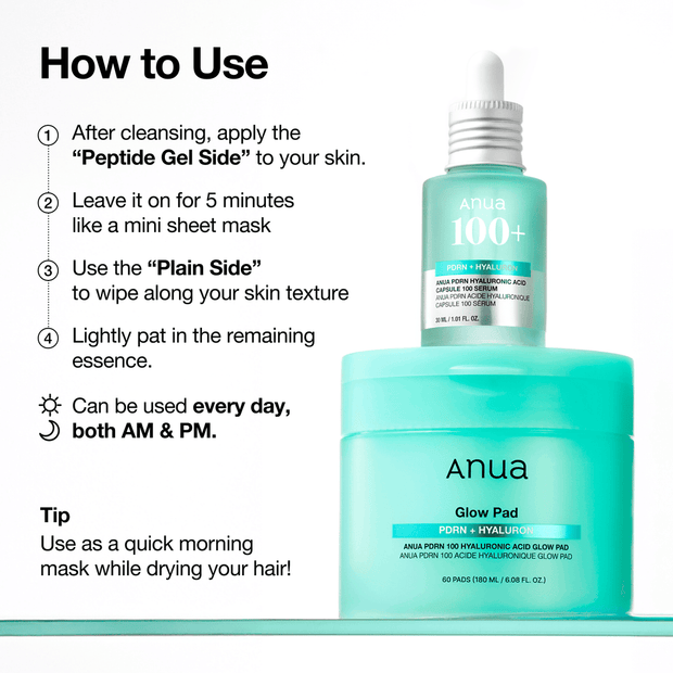 ANUA  PDRN+HYALURON Hyaluronic Acid Glow Pad 60 Pads 180m