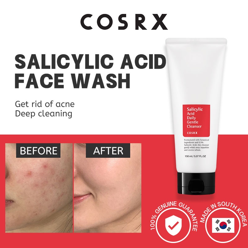 منظف ​​يومي لطيف بحمض الساليسيليك من COSRX، 150 مل + كريم البثور من Centella، 30 جم
