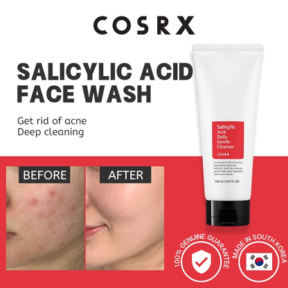منظف ​​يومي لطيف بحمض الساليسيليك من COSRX، 150 مل + كريم البثور من Centella، 30 جم