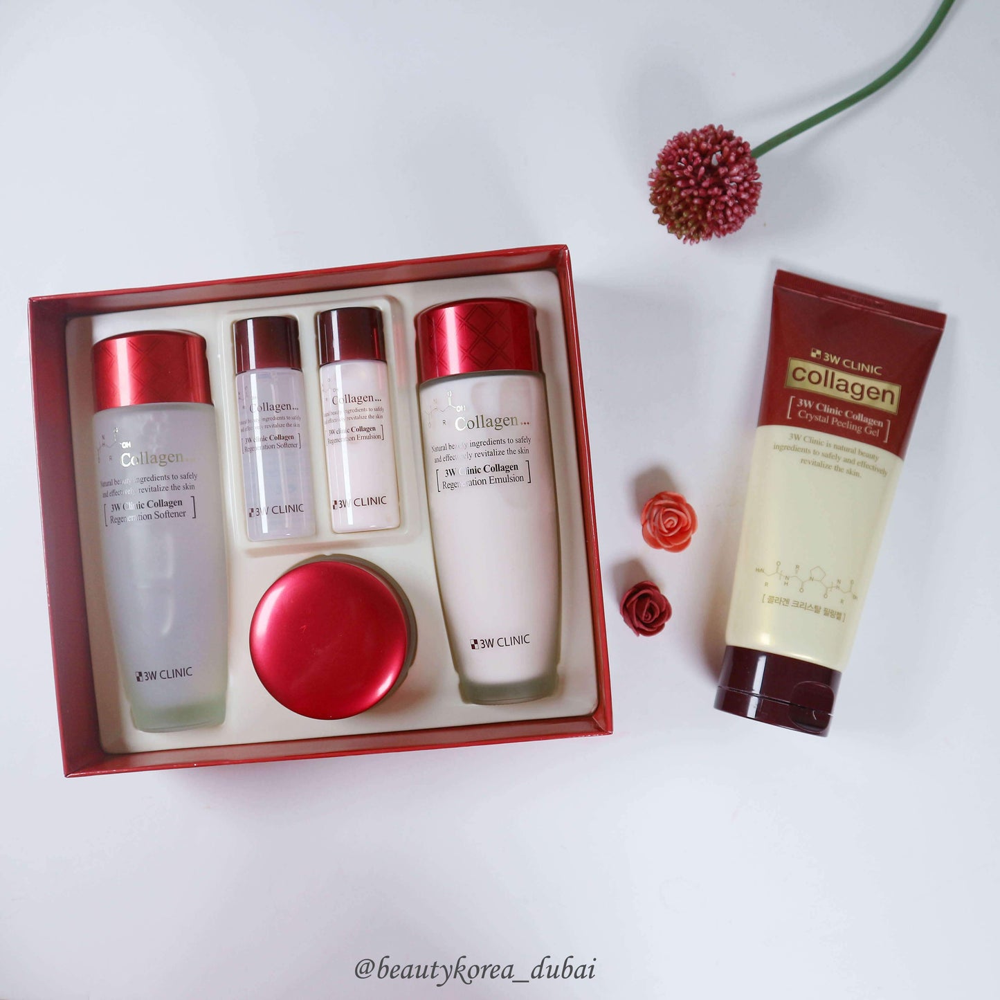 3W CLINIC Collagen Regeneration Skincare Set with 3w collagen crystal peeling gel set