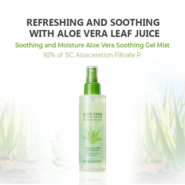 💐MOTHER'S DAY SALE💐 1+1  NATURE REPUBLIC 92% Aloe Vera Soothing Gel Mist 150ml *new packaging
