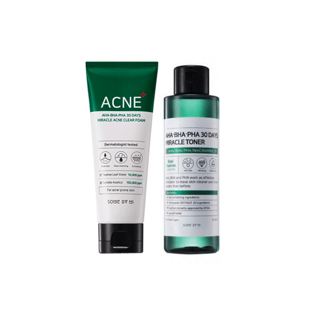 somebymi aha bha pha foam cleanser and toner set