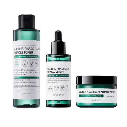 [BigSale] AHA BHA PHA Miracle Toner + Miracle Serum + Miracle Cream Set - Beauty Korea Dubai