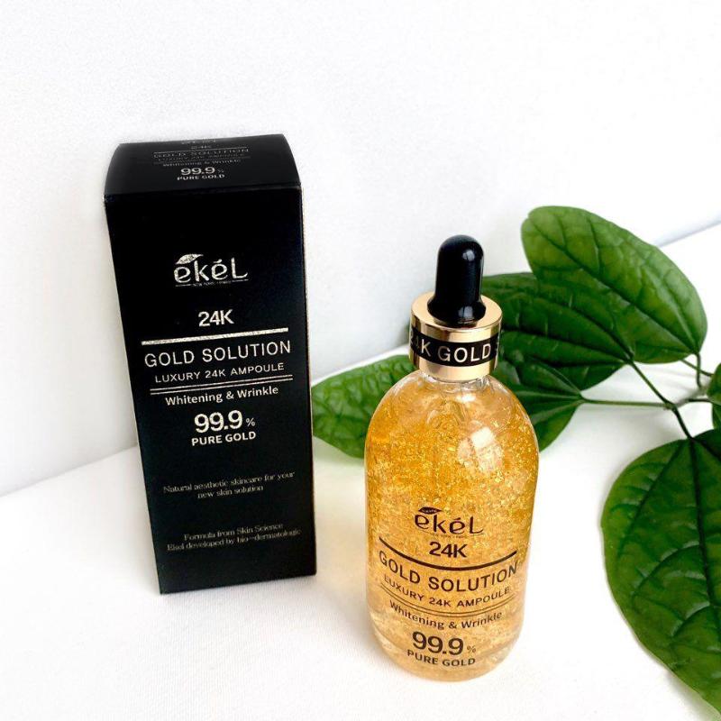 24K Gold Ampoule Solution by EKEL, 100ml - Beauty Korea Dubai