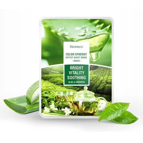 DEOPROCE Color Synergy Mask GREEN: алоэ вера и зеленый чай