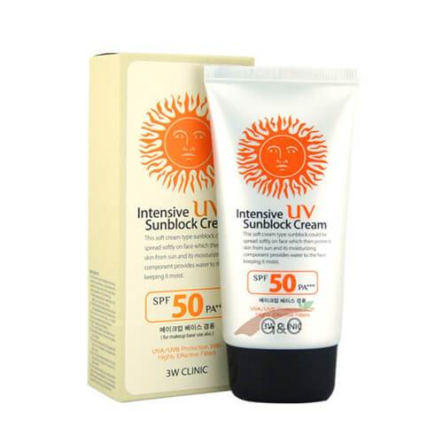 3w clinic intensive uv sunblock cream spf 50 pa +++