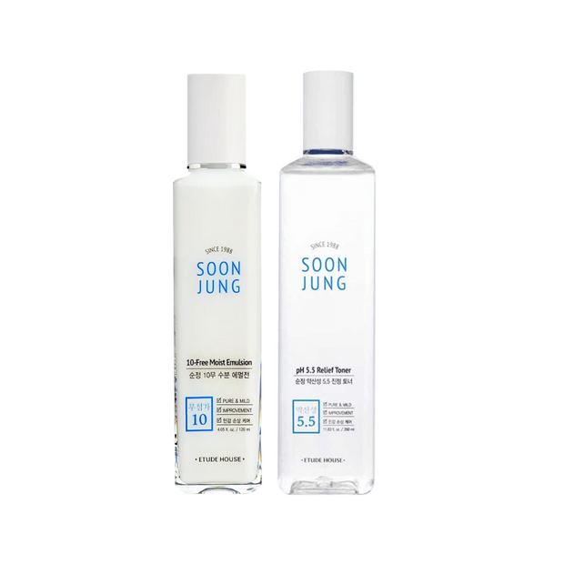 Etude House Soon Jung Toner 200ml and Emulsion 130ml SET - (soothing and for sensitive skin)