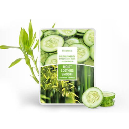 DEOPROCE Color Synergy Mask YELLOW GREEN : Cucumber and Bamboo,1pc - Beauty Korea Dubai