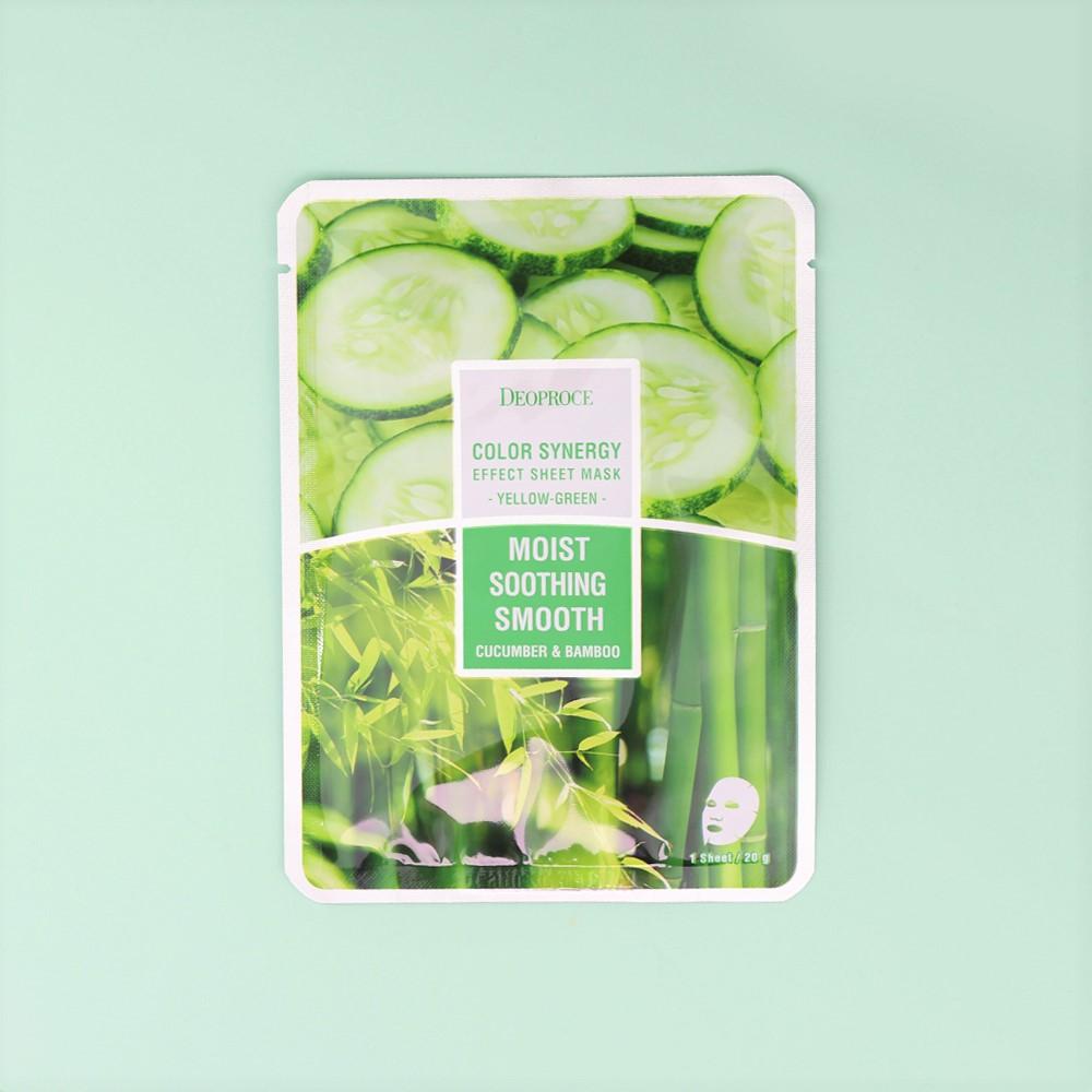 DEOPROCE Color Synergy Mask YELLOW GREEN : Cucumber and Bamboo,1pc - Beauty Korea Dubai
