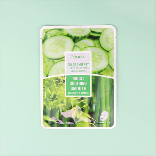 DEOPROCE Color Synergy Mask YELLOW GREEN : Cucumber and Bamboo,1pc - Beauty Korea Dubai