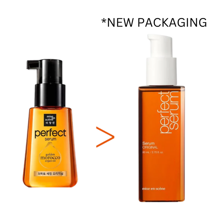 Mise En Scene Perfect Serum Morroco Argan oil Shampoo, 680ml +  Treatment, 330ml + Oil ,1pc *new packaging - Beauty Korea Dubai