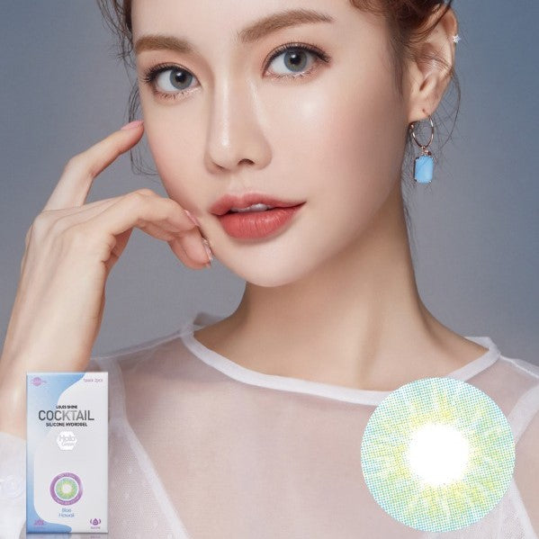 LensMe Louis Shine Cocktail Silicone Hydrogel Hologram Contact Lense - cocktail blue hawaii, 1 pair x 2 months